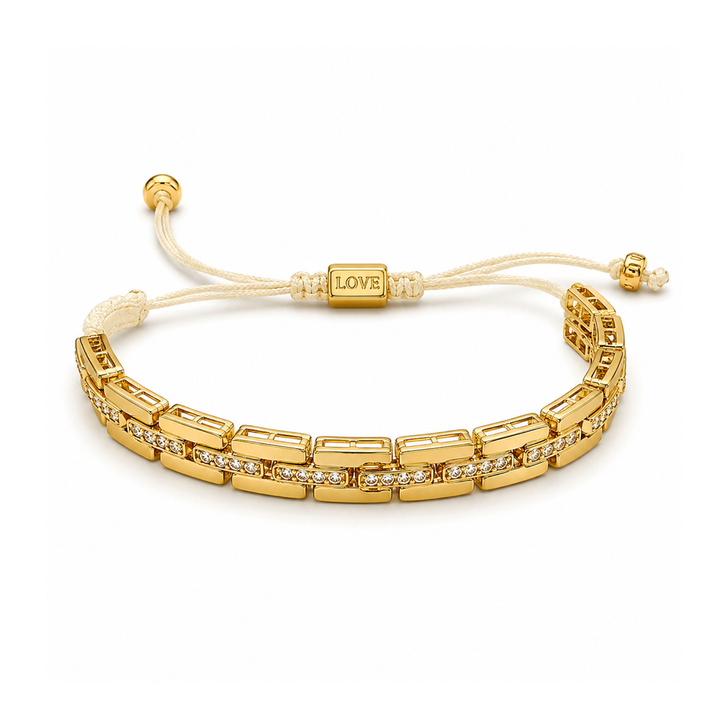 ARTICULATED BRICK CRYSTAL CORD BRACELET