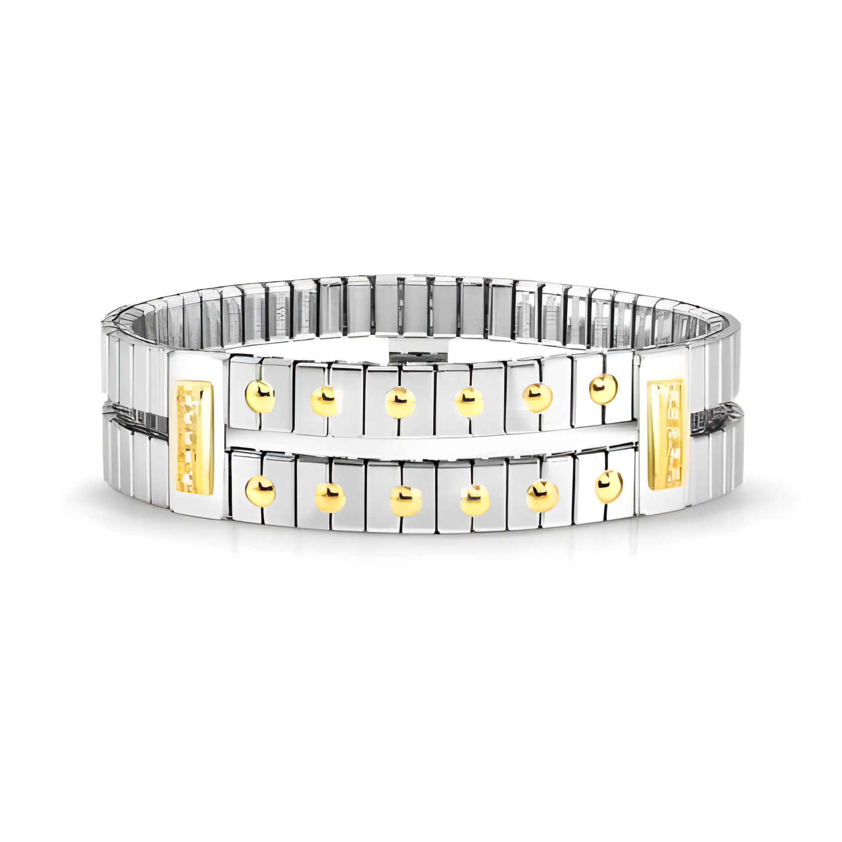 XTE BRACELET IN STAINLESS STEEL, 18K GOLD WITH CUBIC ZIRCONIA (DOTS)