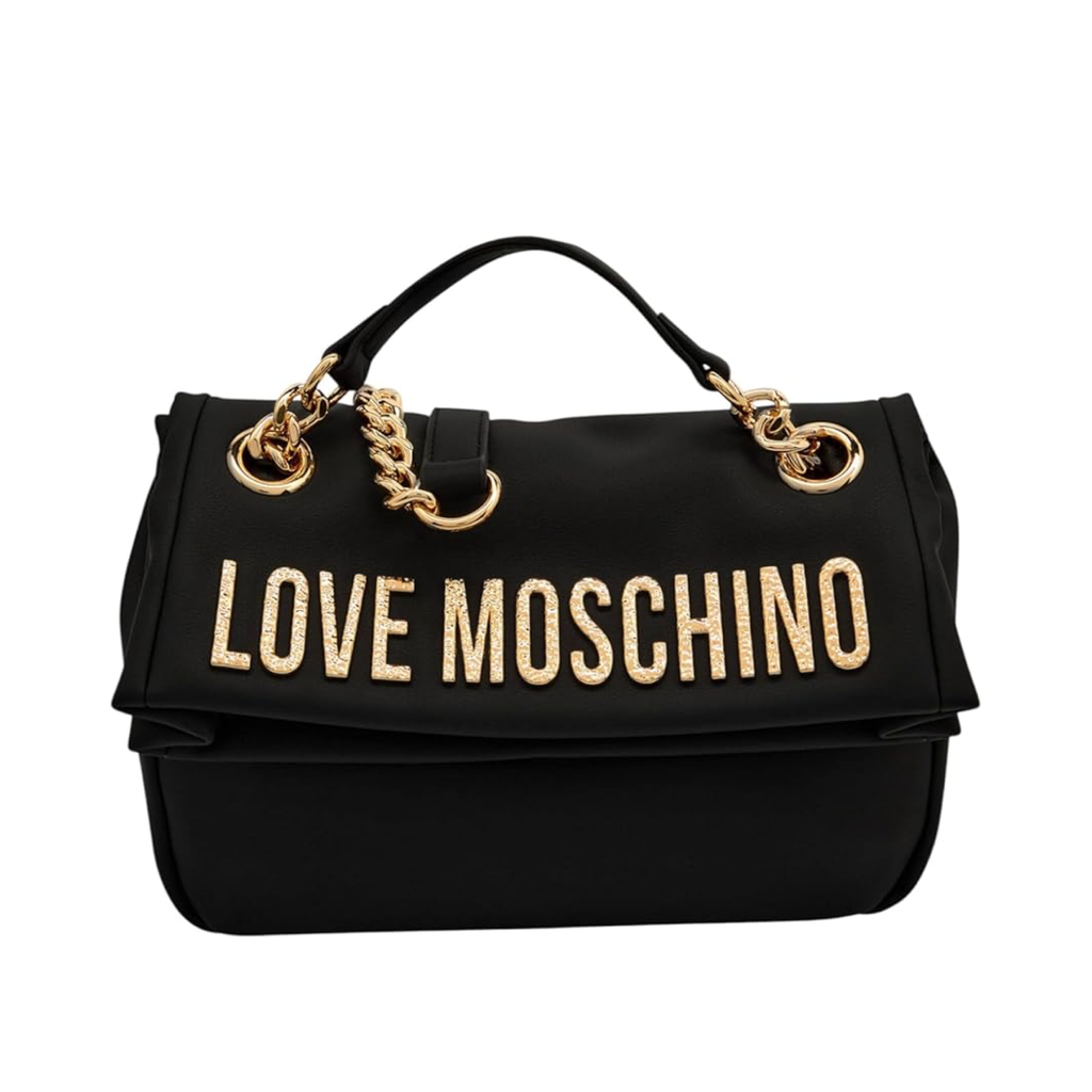 BLACK ECO-LEATHER SHOULDER BAG
