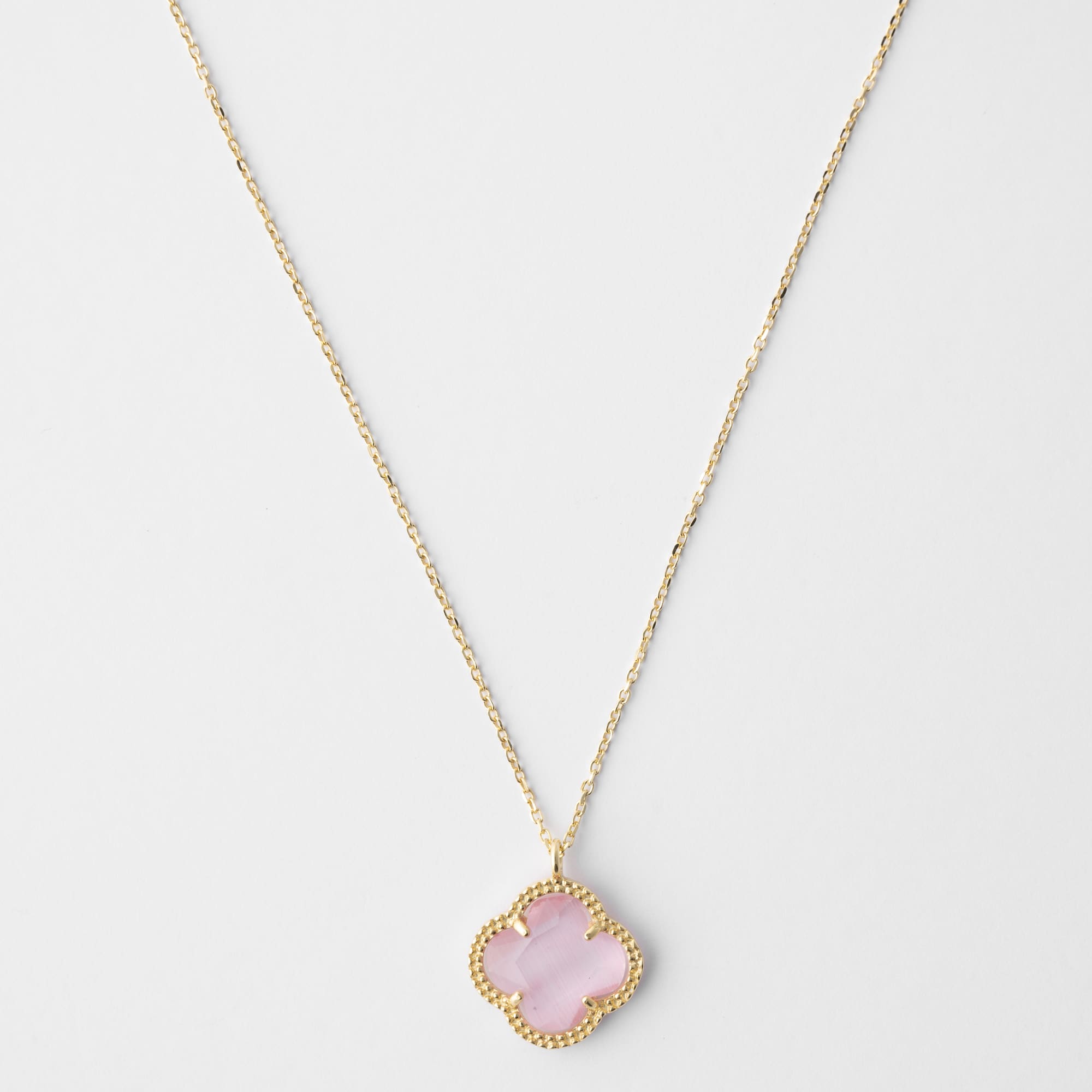 Clover gift set Gold with Pink quartz