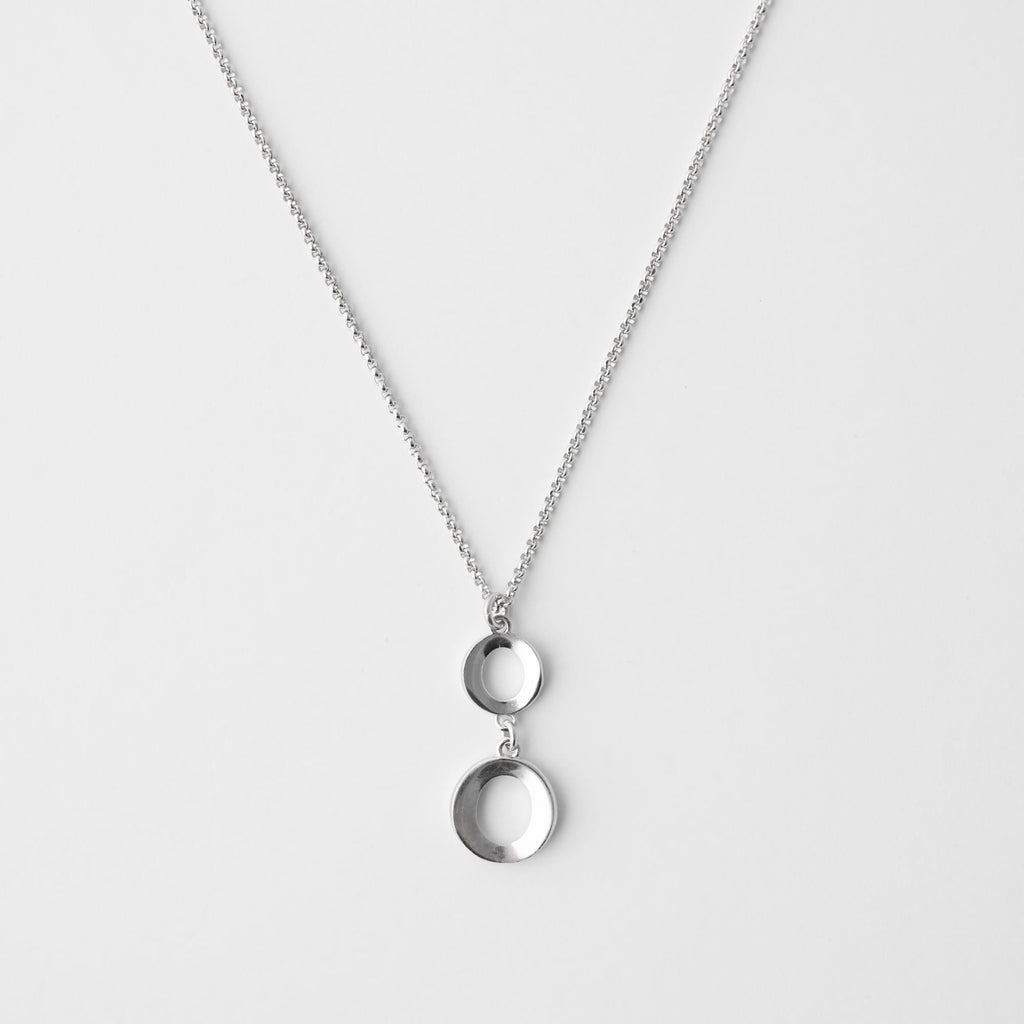 DOUBLE HOOP Necklace Silver & Rose Gold