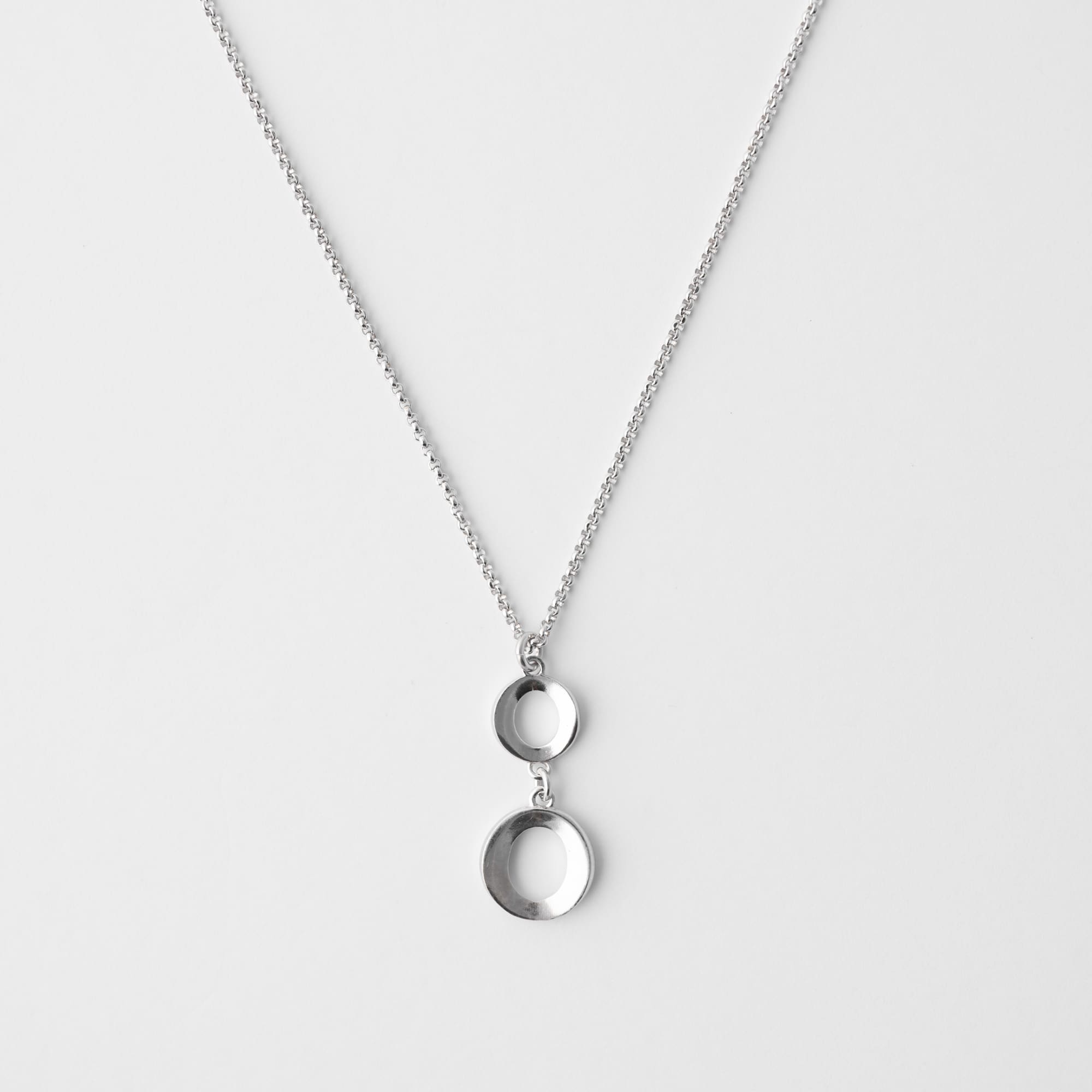 DOUBLE HOOP Necklace Silver & Rose Gold