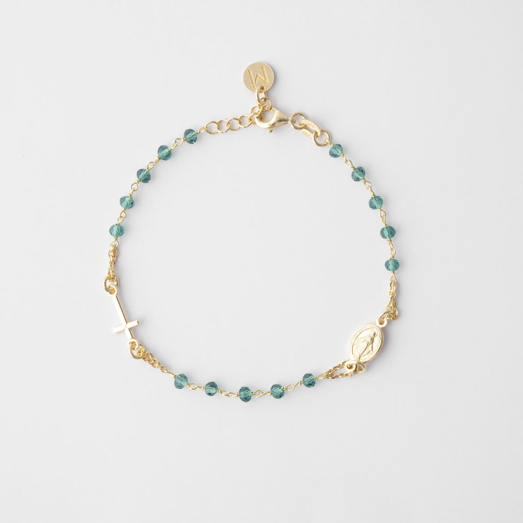 ROSARY Bracelet with Green Crystals