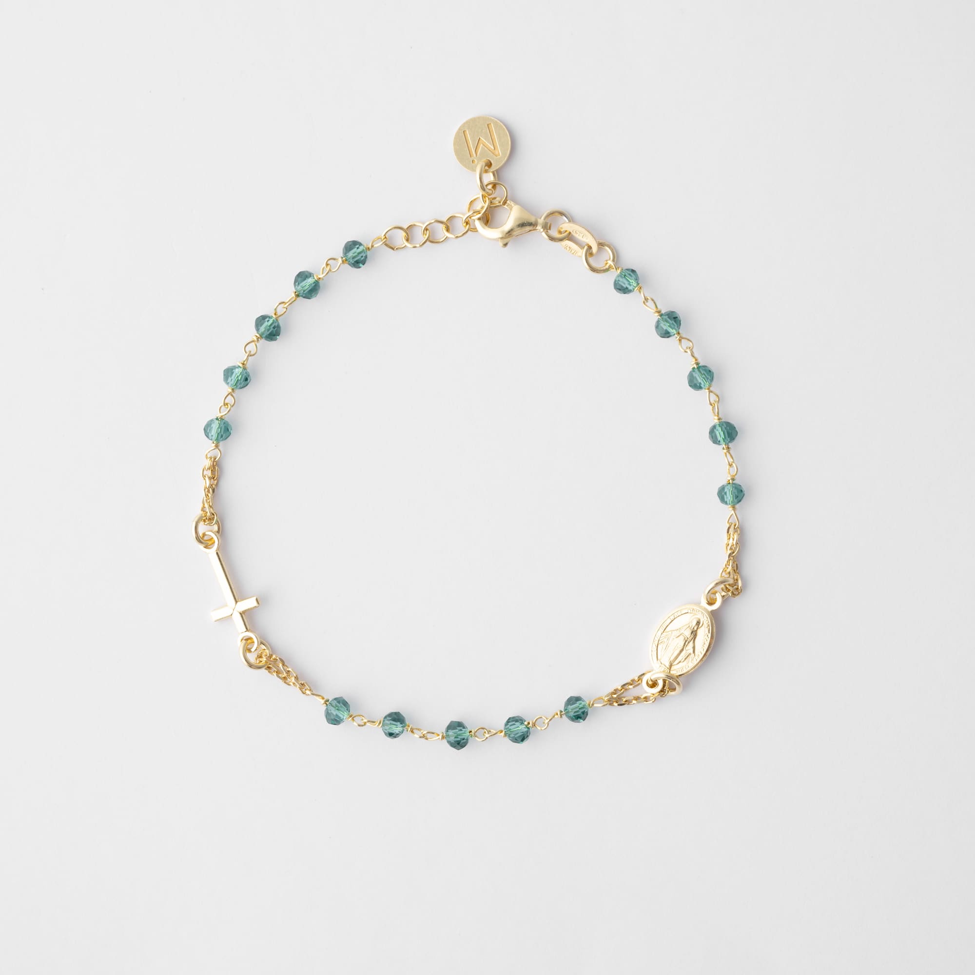 ROSARY Bracelet with Green Crystals
