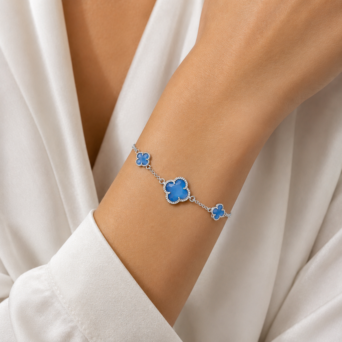 MORICONI - Clover | Bracelet with Blue Quartz