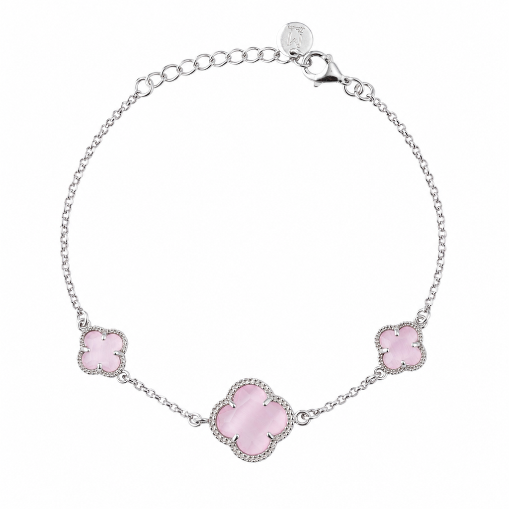 Moriconi Clover | Bracelet with Pink Quartz - Bracelets in Kuwait | كلوفر | سوار كوارتز الزمرد - Saya