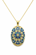 Florentine Blue Oval Mosaic Necklace