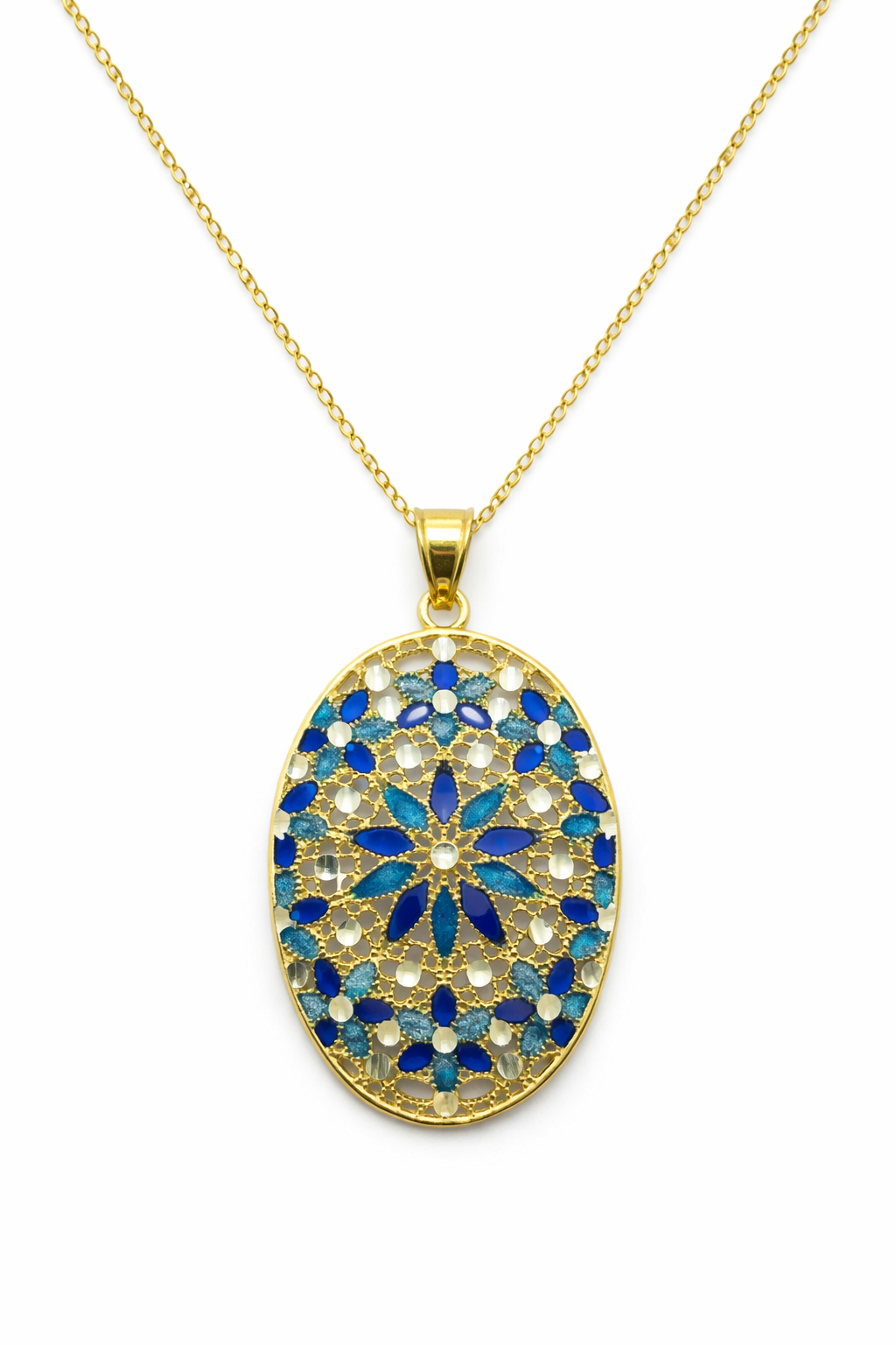 Florentine Blue Oval Mosaic Necklace