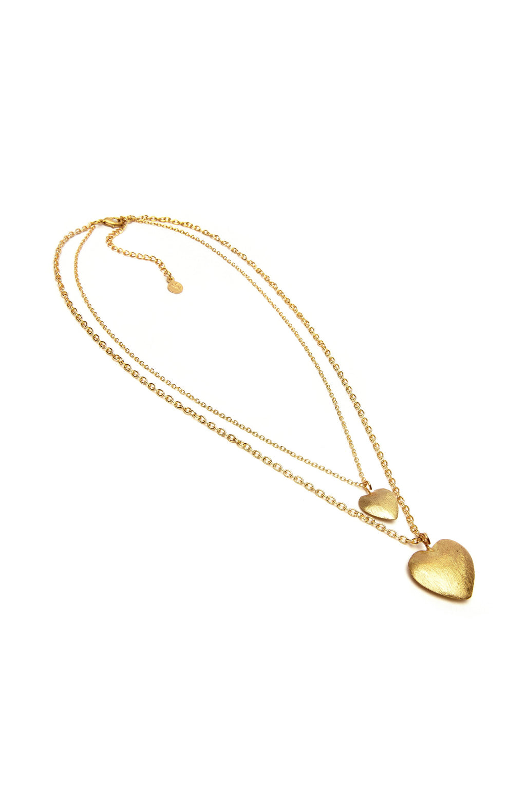 NECKLACE 2 CHAINS DOMED HEARTS