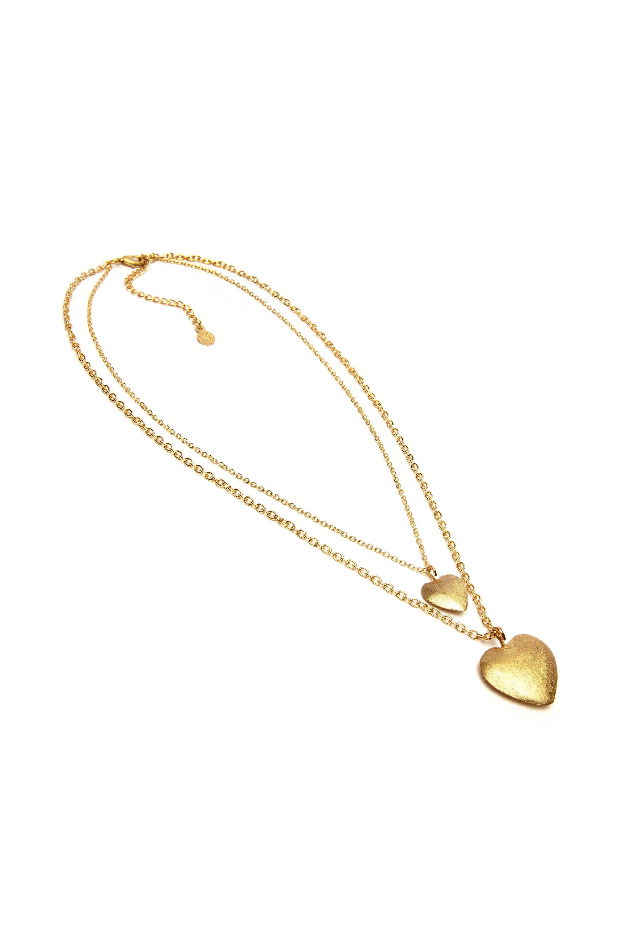 NECKLACE 2 CHAINS DOMED HEARTS