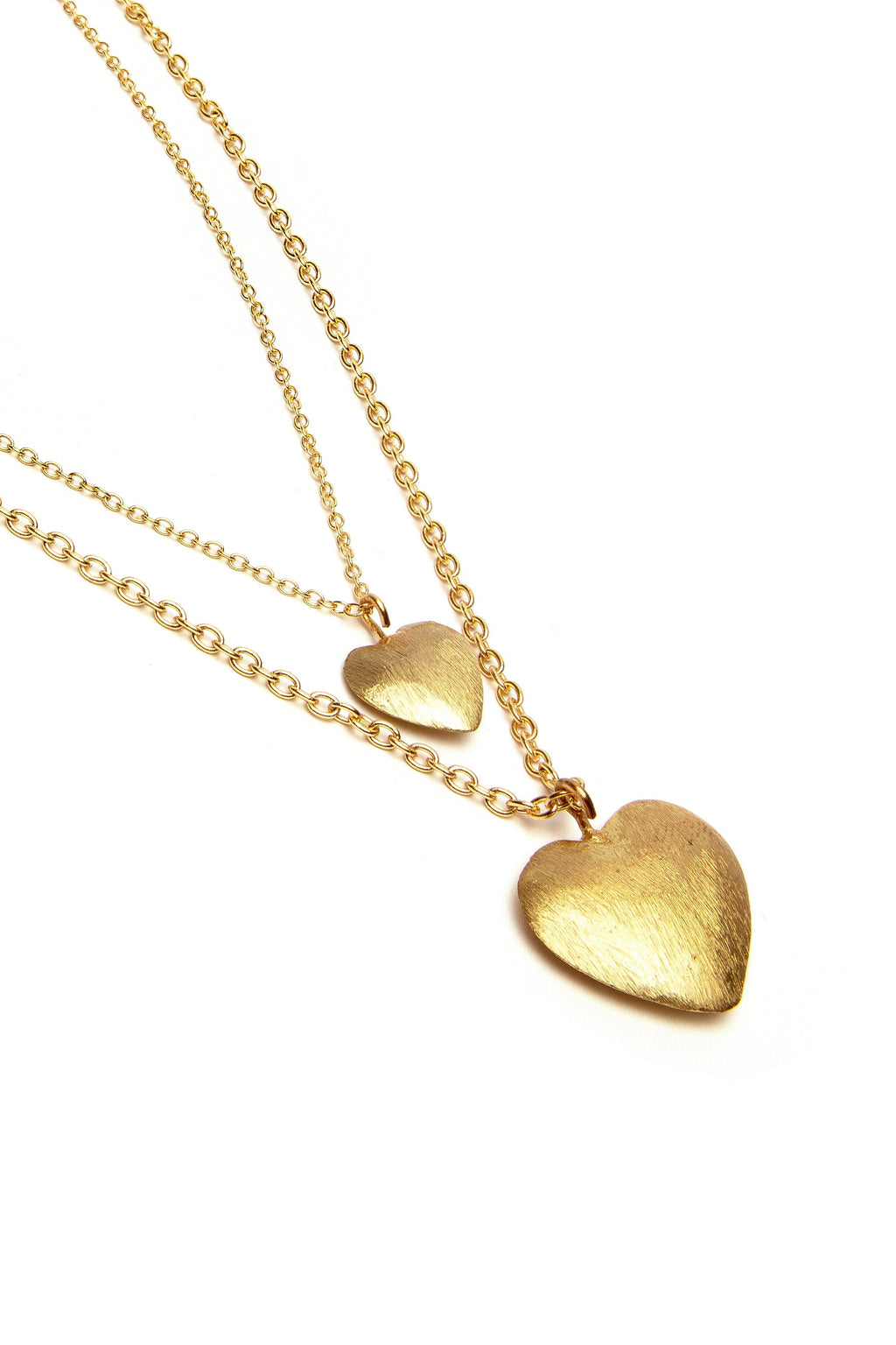 NECKLACE 2 CHAINS DOMED HEARTS