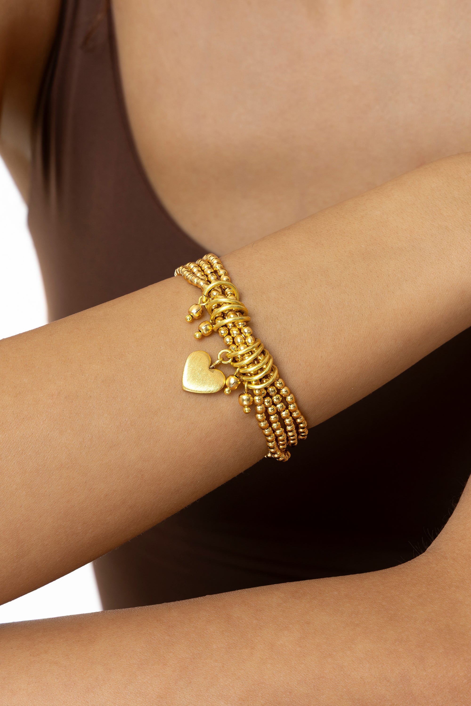 MULTI WIRE HEART ELASTIC BRACELET