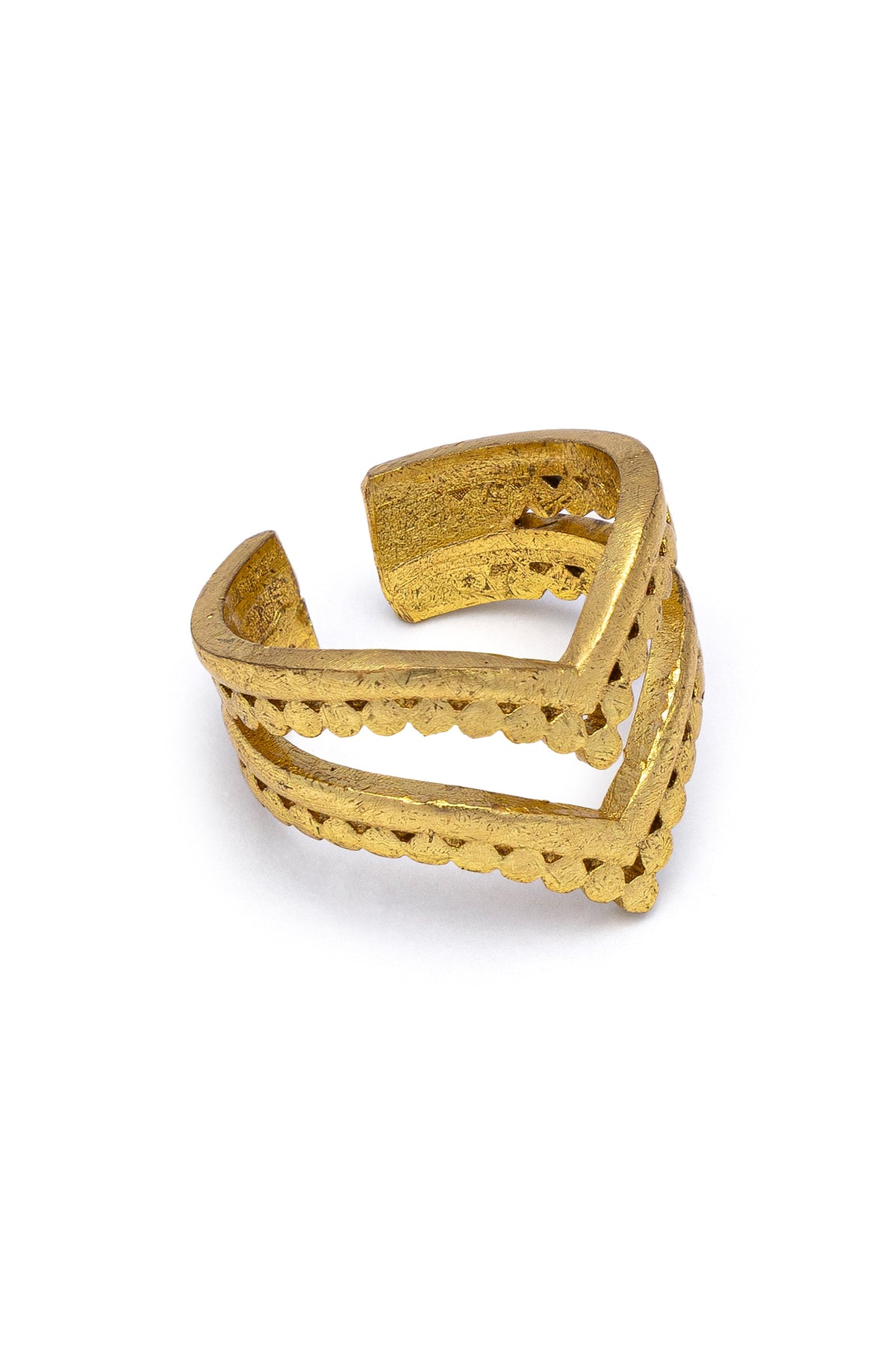 Vestopazzo Adjustable Double Tip Ring - Rings in Kuwait | خاتم مفتوح قابل للتعديل بتصميم هندسي مزدوج على شكل V - Saya
