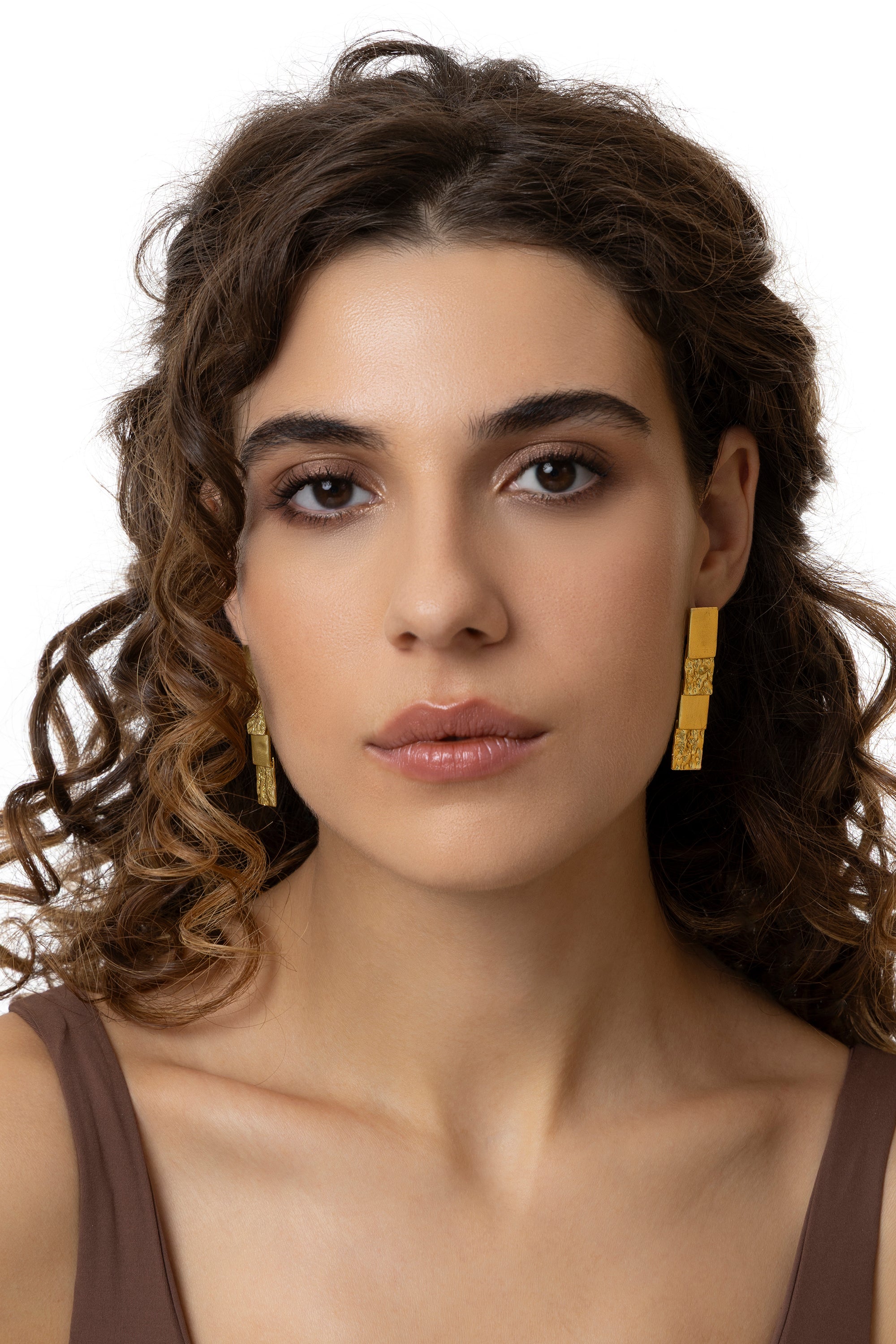 RECTANGLE TEXTURE MIX EARRINGS