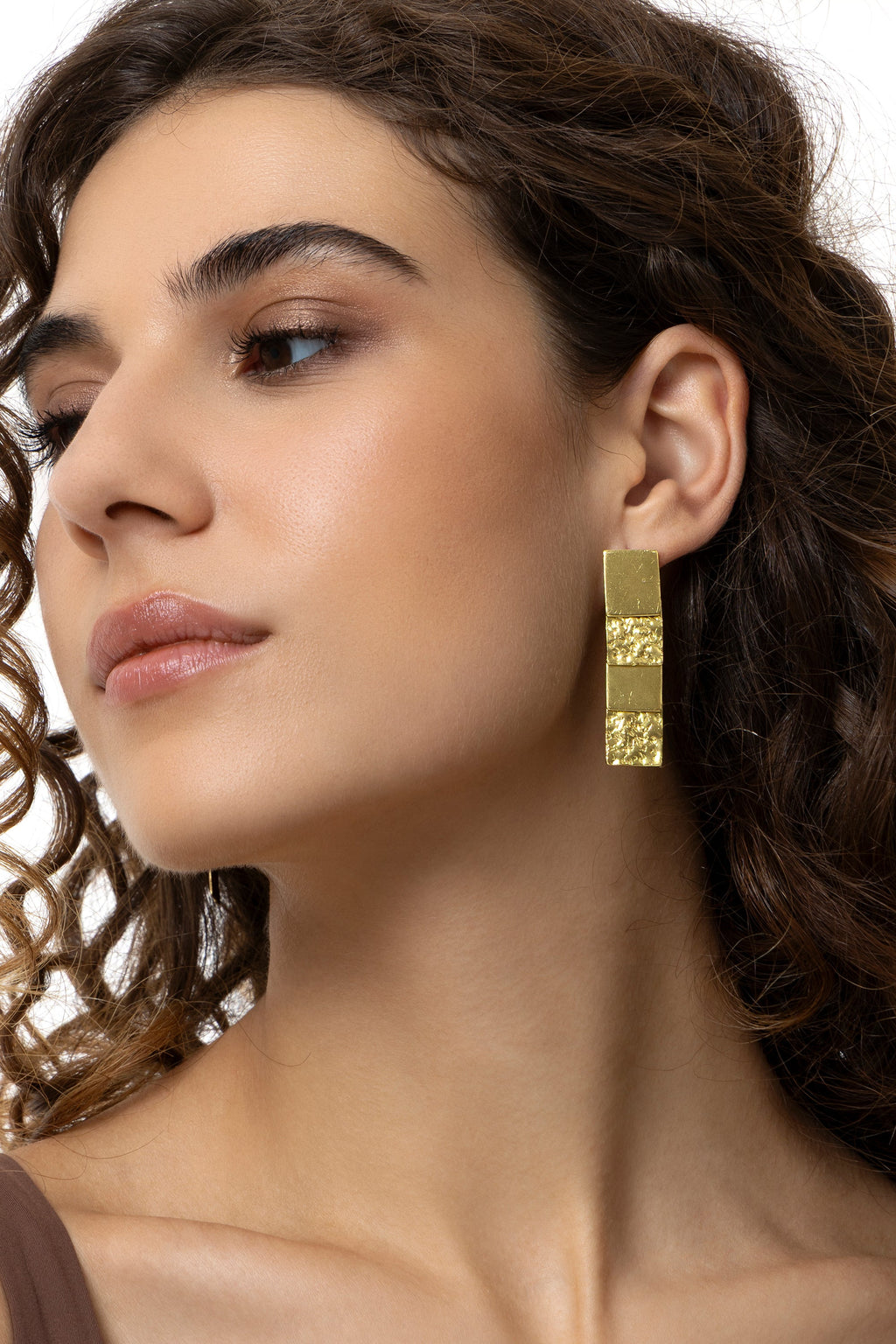 RECTANGLE TEXTURE MIX EARRINGS
