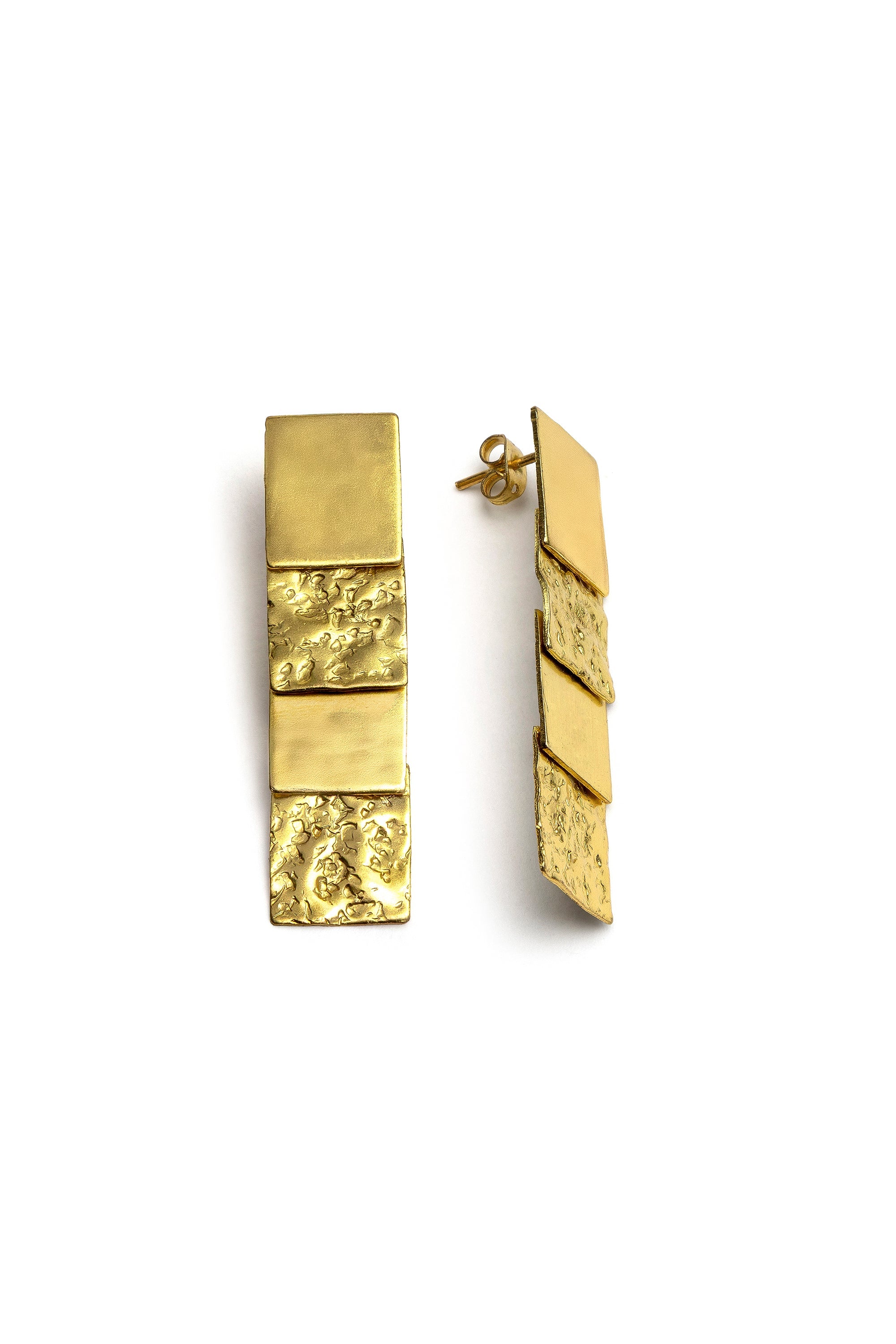 RECTANGLE TEXTURE MIX EARRINGS
