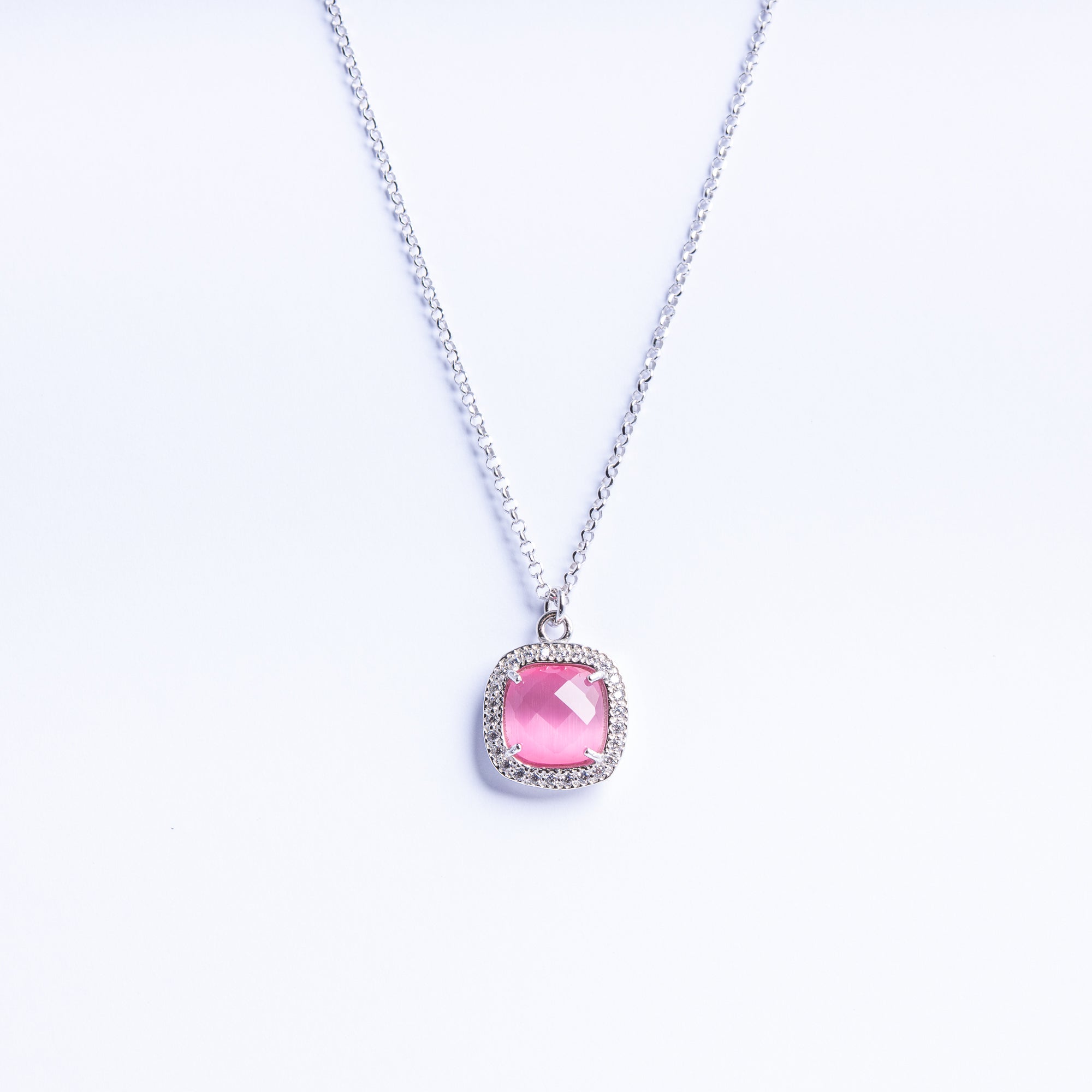 Necklace with Pink Quartz and Zircon