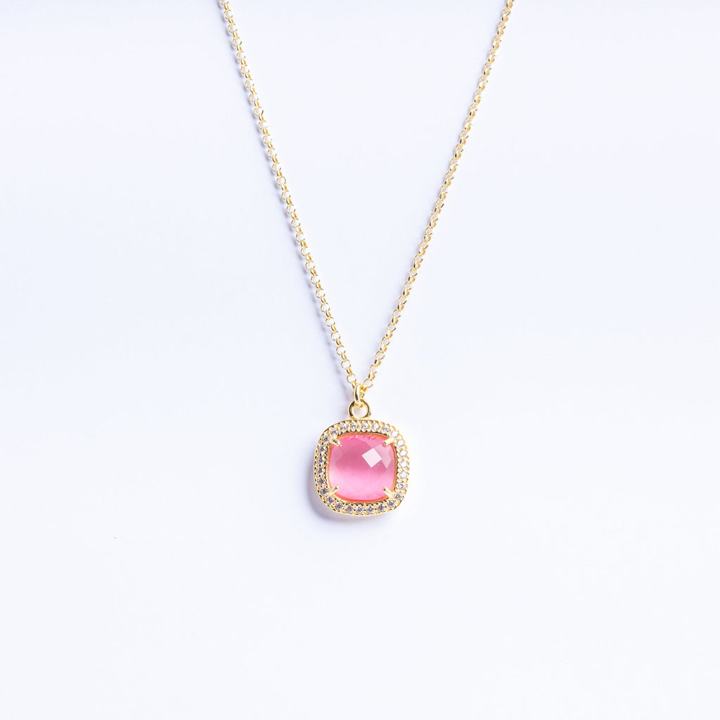 Necklace with Pink Quartz and Zircon