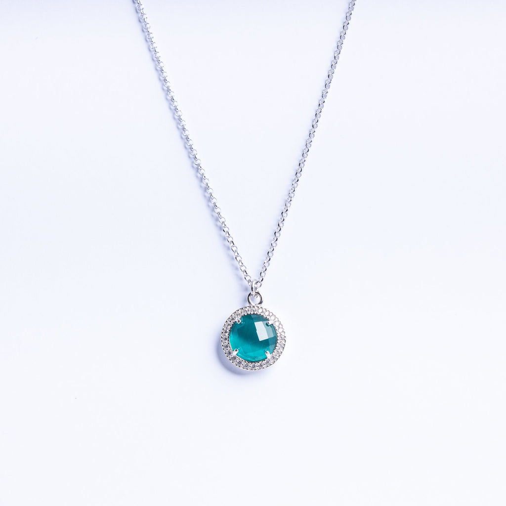 Necklace with Green Quartz and Zircon