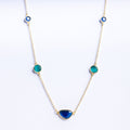 Gold-Plated 925 Silver Necklace with Blue & Green Quartz