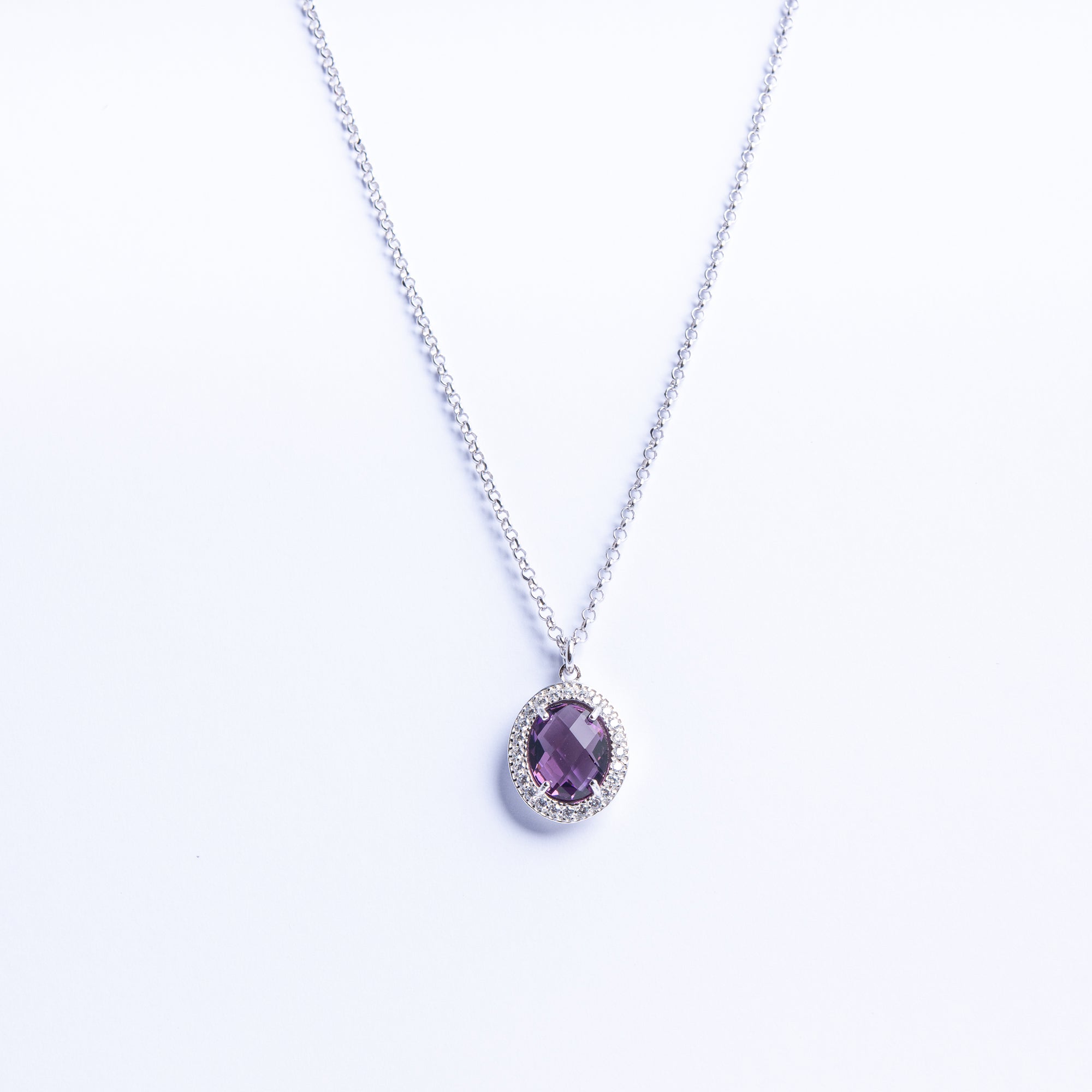 Necklace with Amethyst-Coloured Quartz and Zircon
