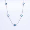 Sterling Silver Necklace with Light Blue Quartz Clover Stones