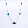 Sterling Silver Necklace with Blue and Green Quartz