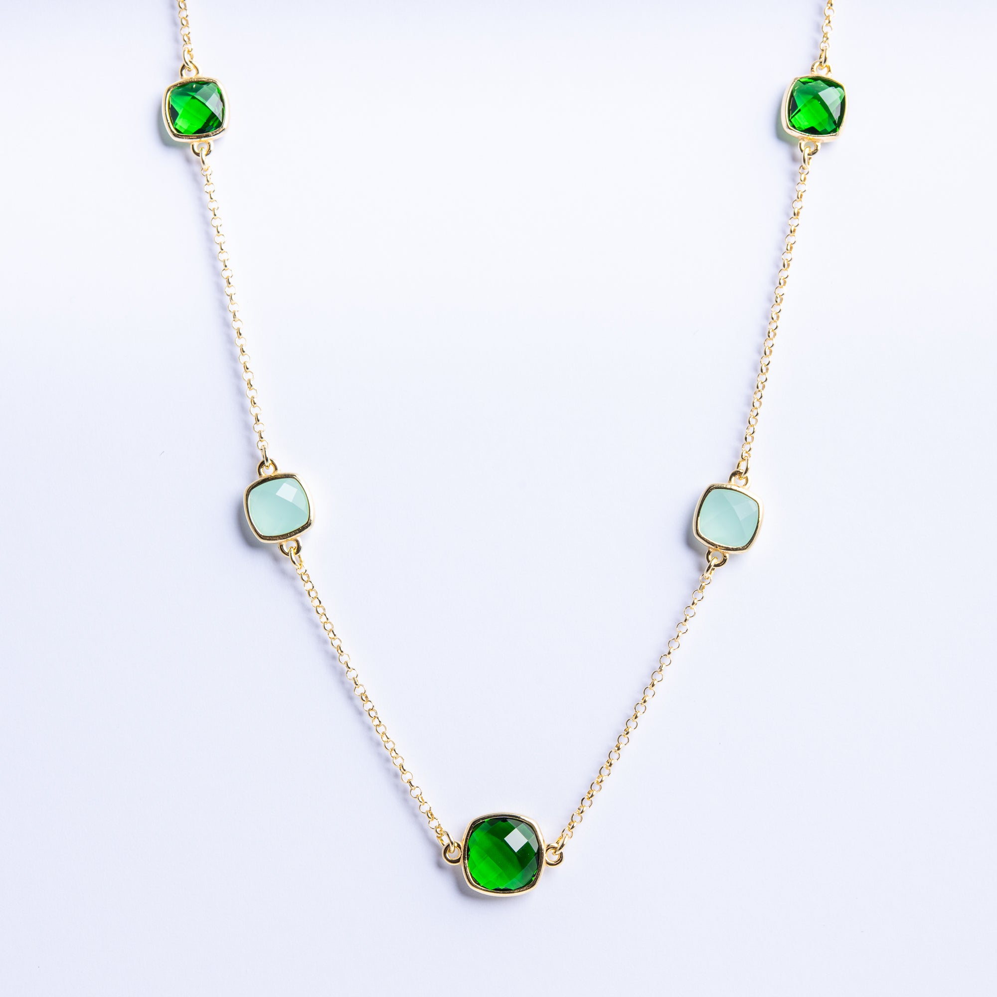Gold-Plated Green Quartz Necklace in 925 Silver