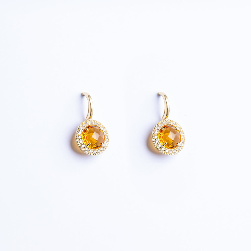 Earrings with Citrine Quartz and Zircon