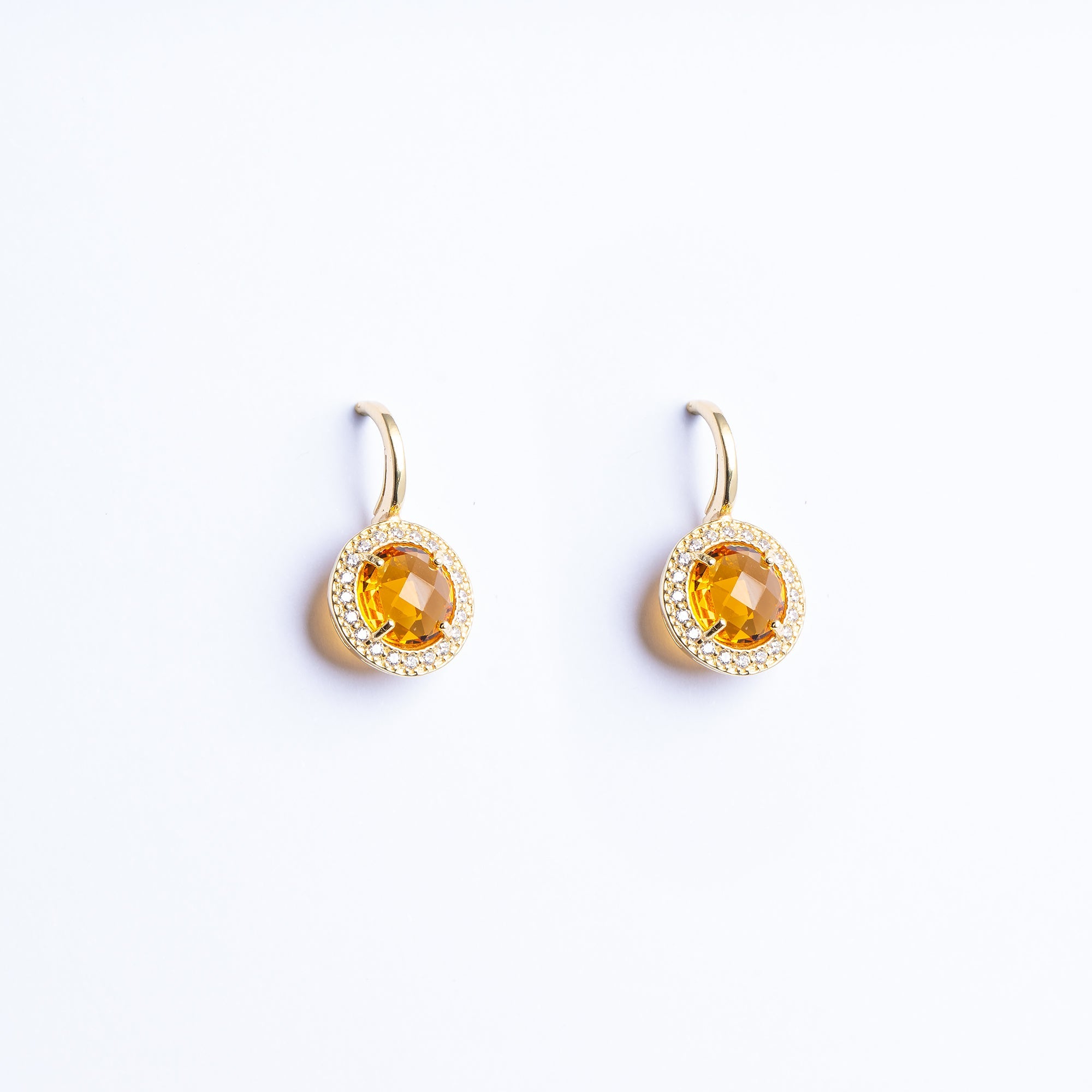Earrings with Citrine Quartz and Zircon