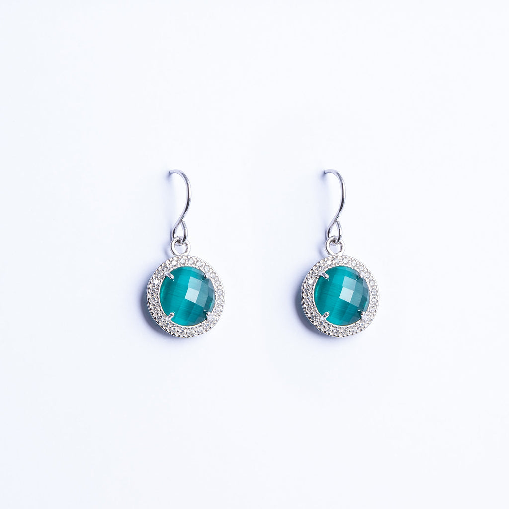 Earrings with Green Quartz and Zircon