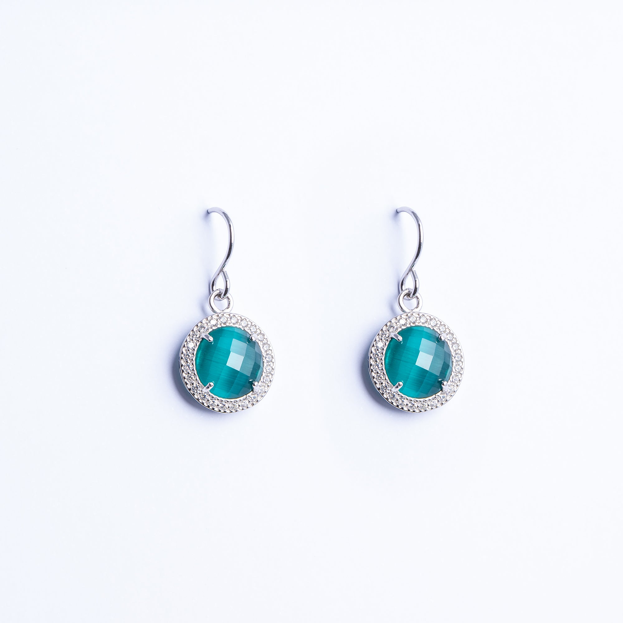 Earrings with Green Quartz and Zircon
