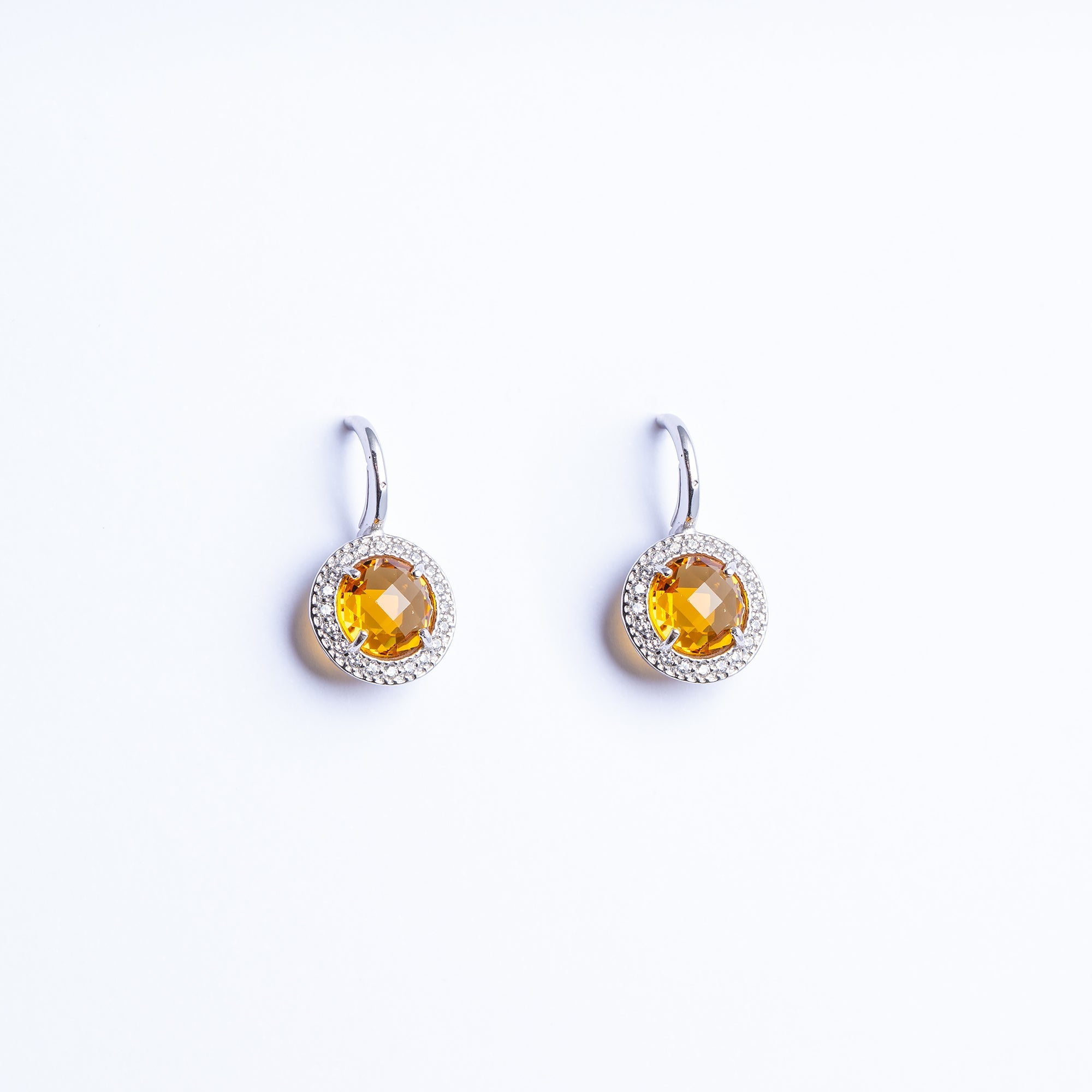 Earrings with Citrine Quartz and Zircon