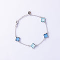 Sterling Silver Bracelet with Light Blue Quartz Clover Stones