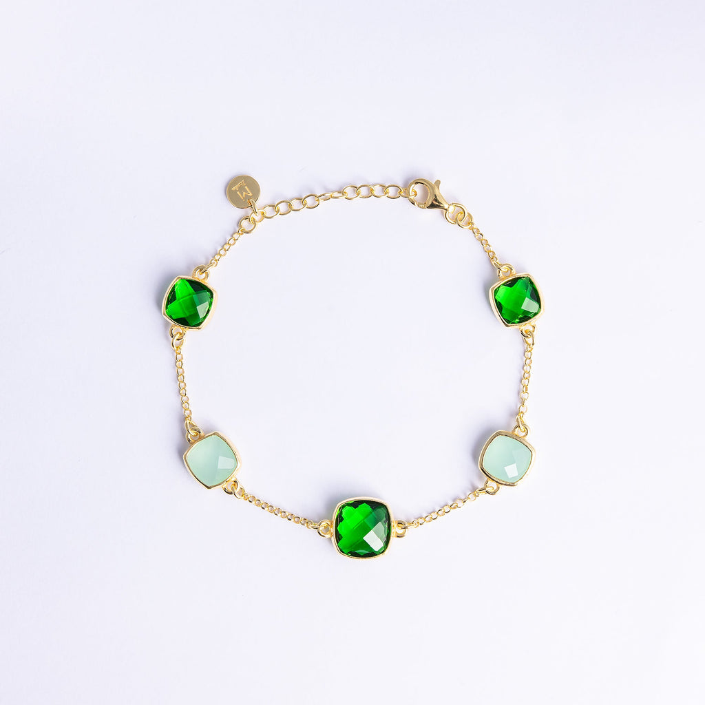 Gold-Plated Sterling Silver Bracelet with Green Quartz