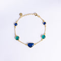 Gold-Plated Sterling Silver Bracelet with Blue and Green Quartz