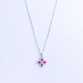 Clover | Silver Clover Necklace with Red & White Zirconia
