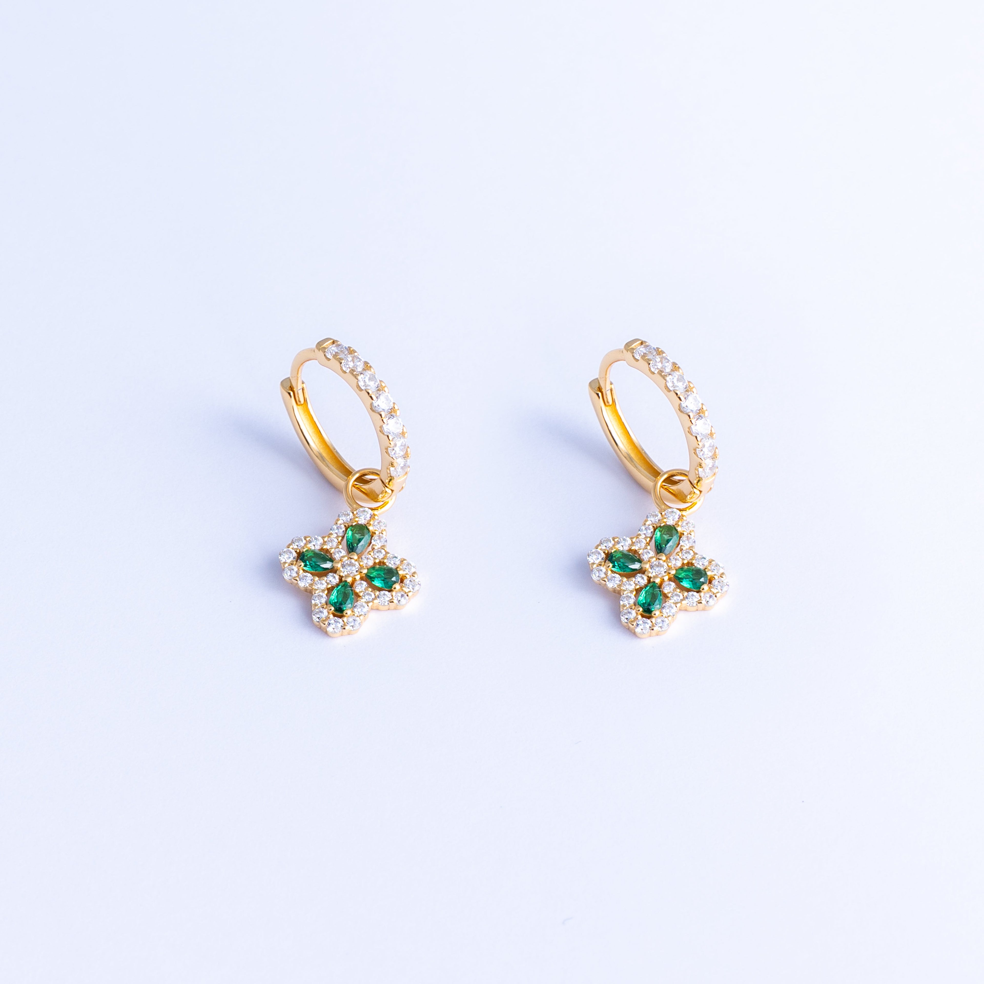 Clover | Gold-Plated Sterling Silver Clover Hoop Earrings