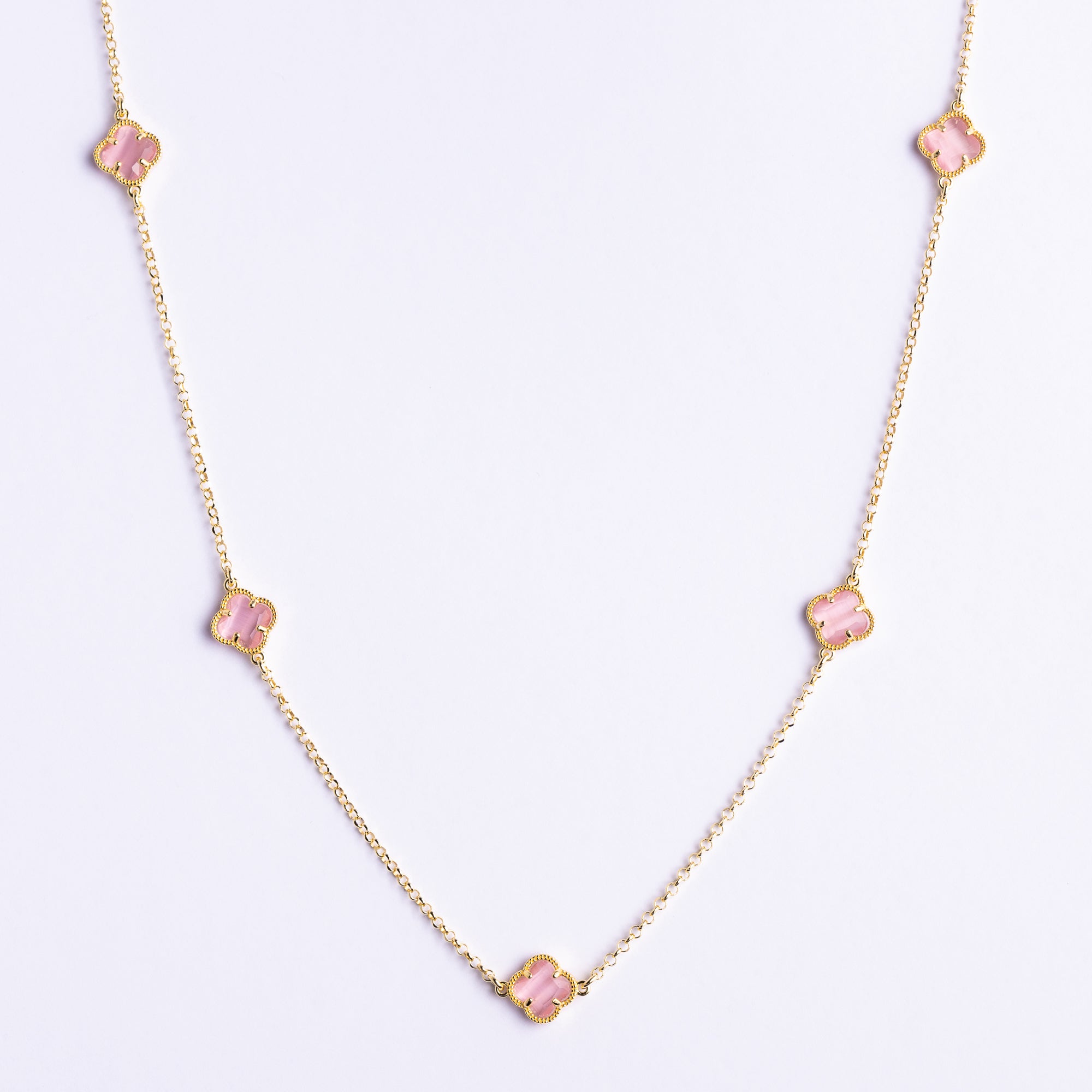 Clover | Necklace with Pink Quartz