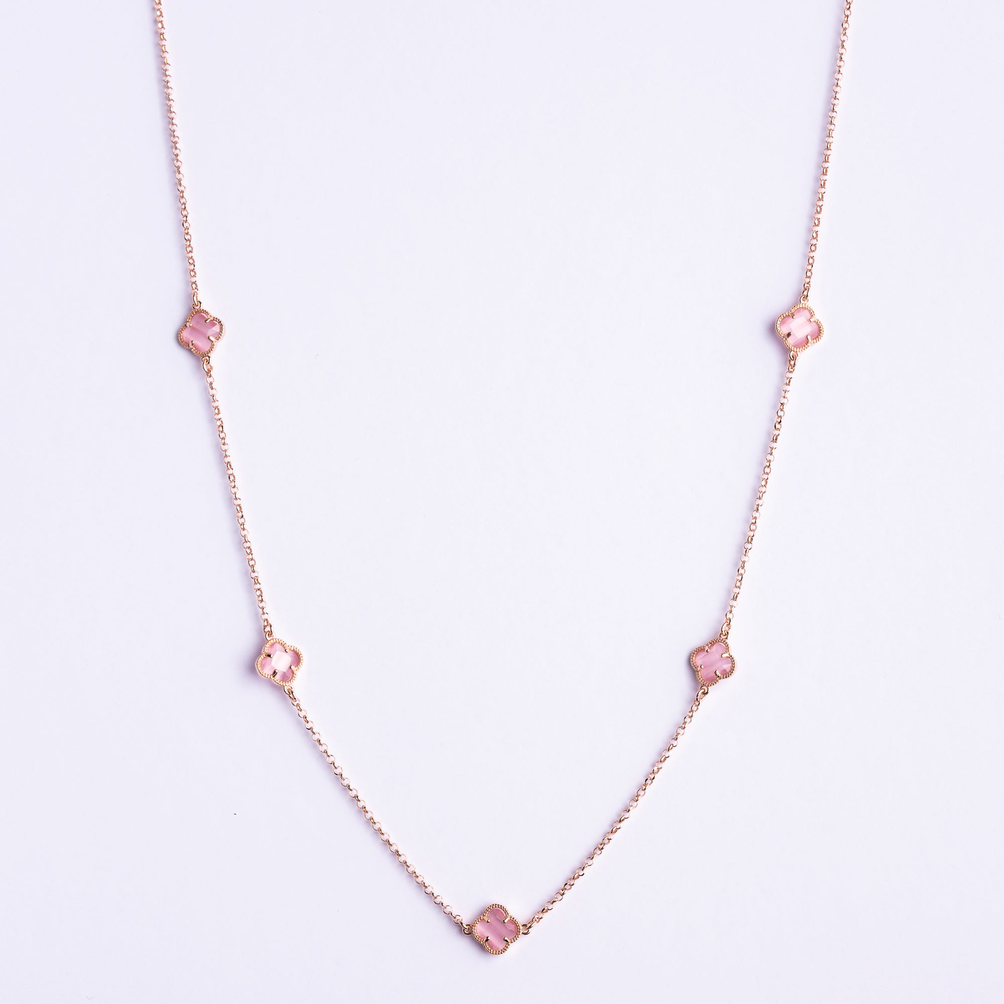 Clover | Necklace with Pink Quartz