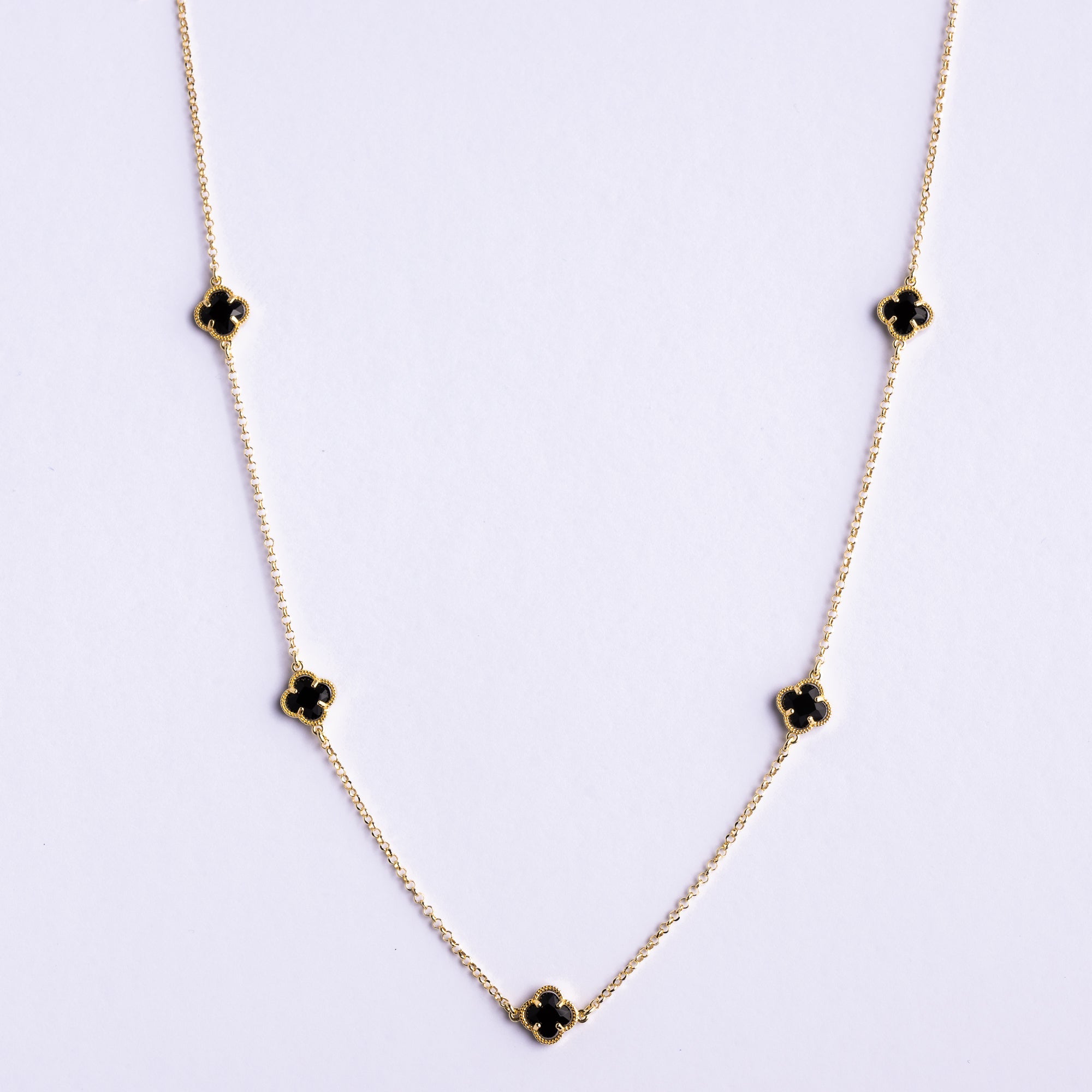 Clover | Necklace with Black Quartz