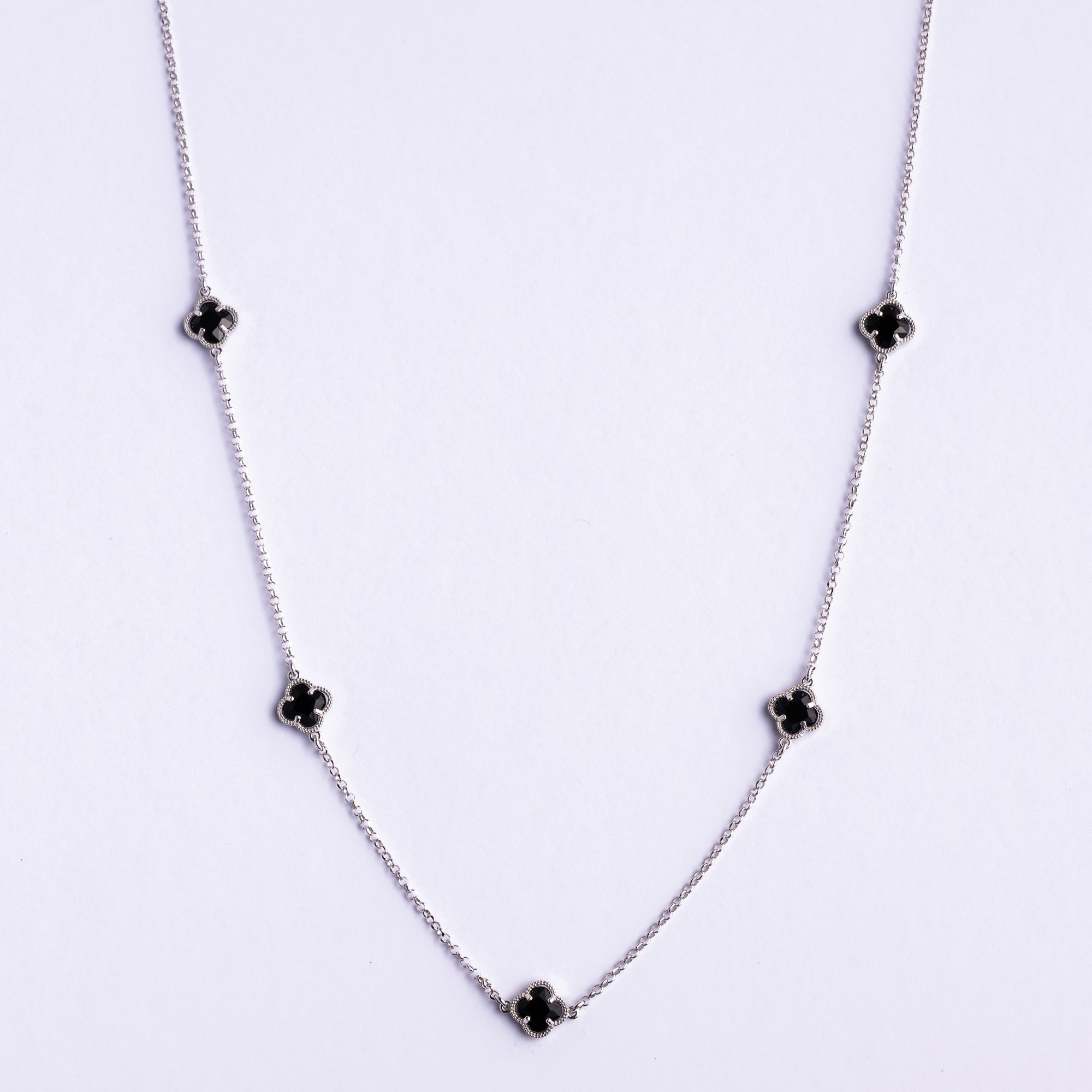 Clover | Necklace with Black Quartz