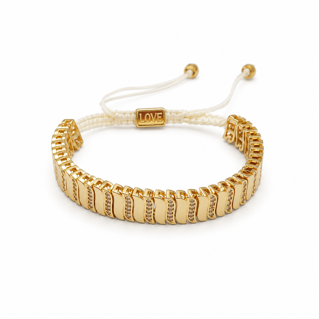 SCULPTED WAVE CRYSTAL CORD BRACELET