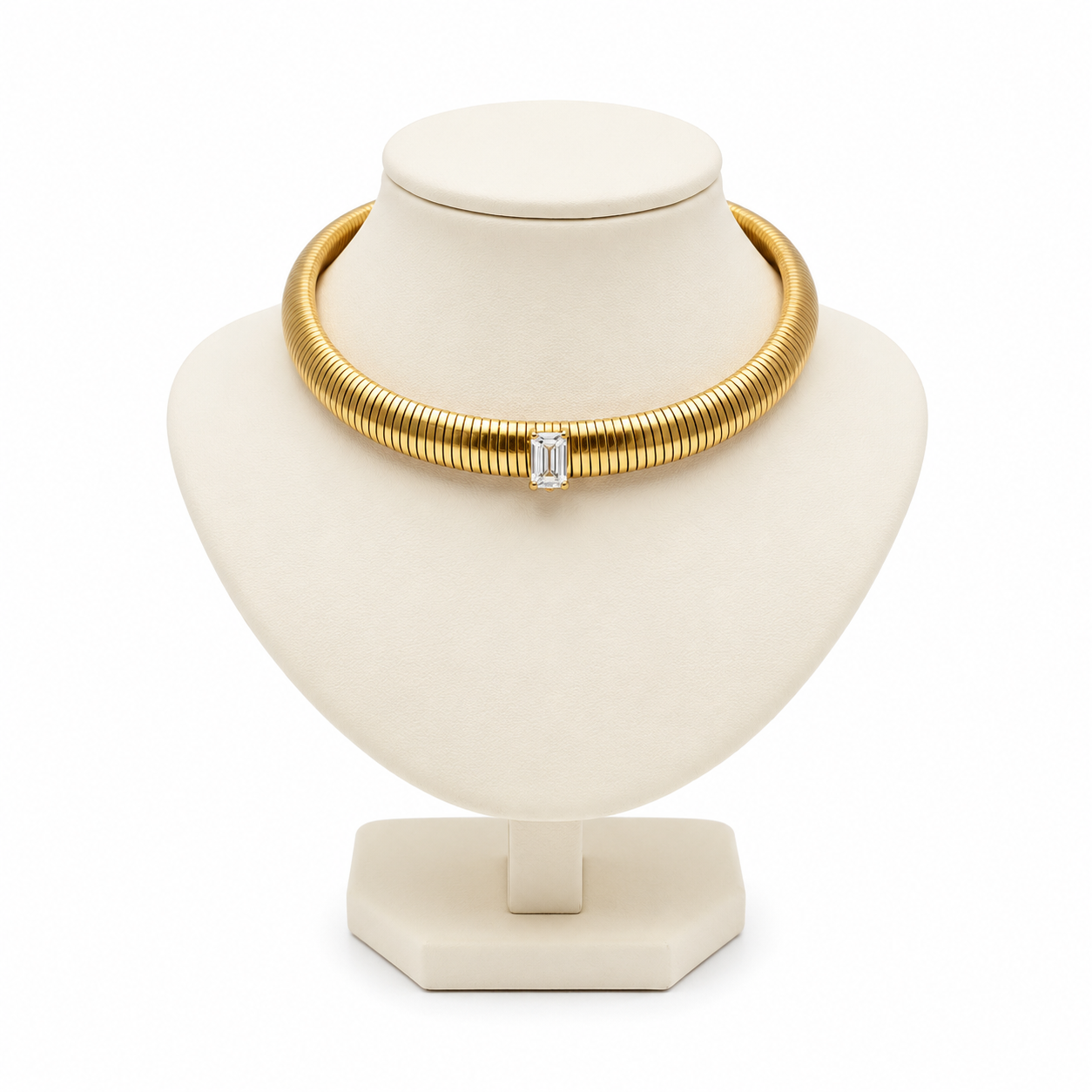 CLEAR CRYSTAL TUBOGAS COLLAR CHOKER NECKLACE