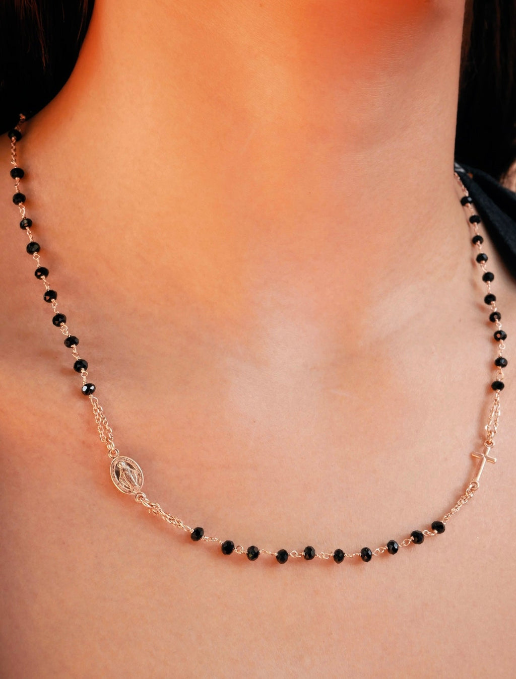 ROSARY necklace with black diamond cut's beads