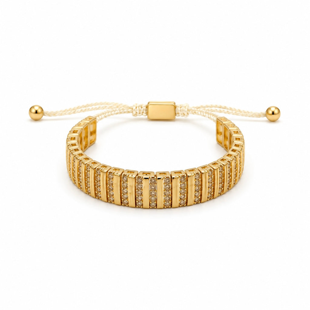 VERTICAL FLUTED CRYSTAL CORD BRACELET
