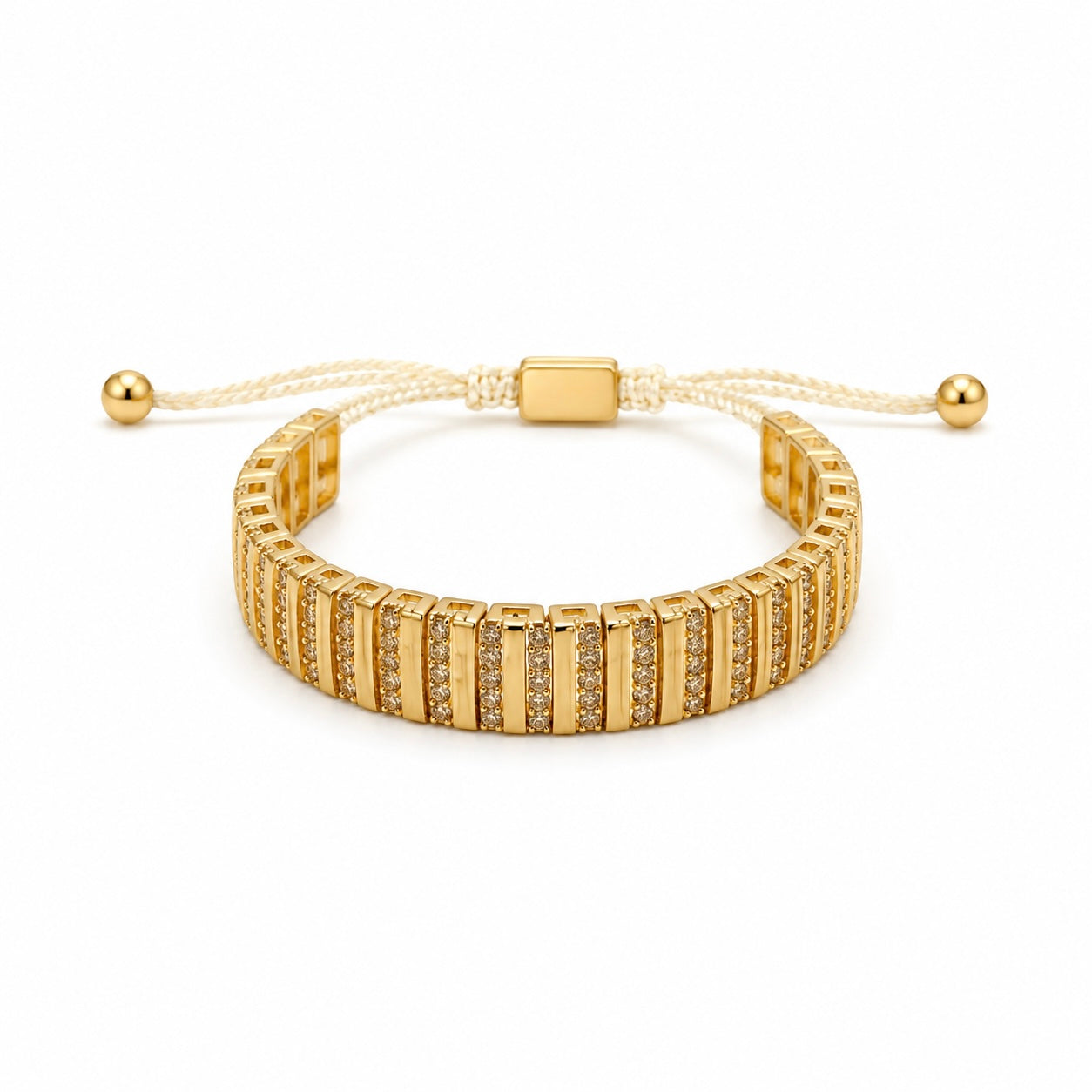 VERTICAL FLUTED CRYSTAL CORD BRACELET