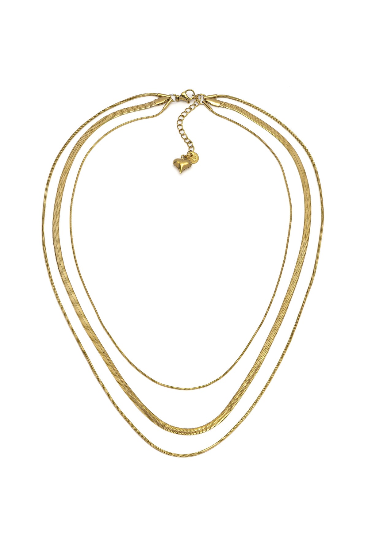 Vestopazzo Set Of 3 Snake Necklaces - Necklaces in Kuwait | طقم 3 عقود سلاسل سنيك بطبقات متعددة مطلية بالذهب - Saya