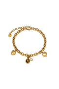 Vestopazzo Bracelet Hearts And Brown Stone - Bracelets in Kuwait | سوار مطلي بالذهب بتعليقة قلوب وحجر بني وزركون - Saya
