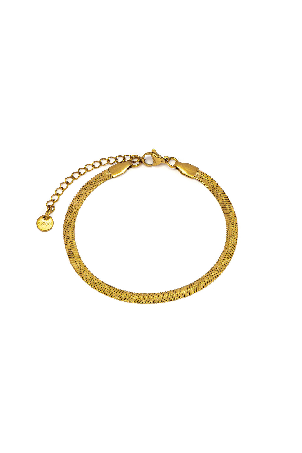 Vestopazzo Essential Snake Bracelet - Bracelets in Kuwait | سوار سلسلة سنيك مسطحة مطلية بالذهب من مجموعة Essential -